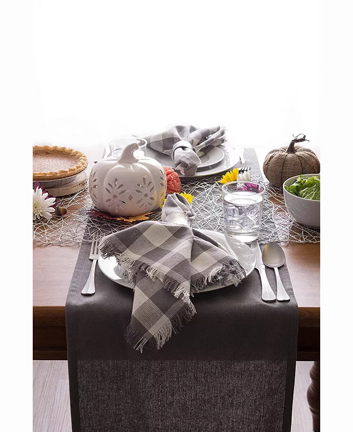 Design Imports Solid Gray Heavyweight Fringed Table Runner 14 X 72