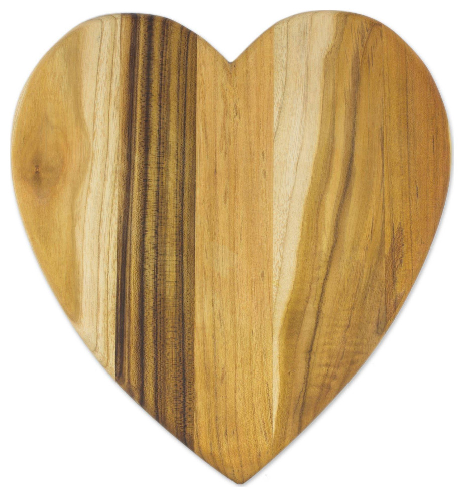 NOVICA Heart Of Cooking And Teak Wood Cutting Board   Cutting Boards   by NOVICA  Houzz