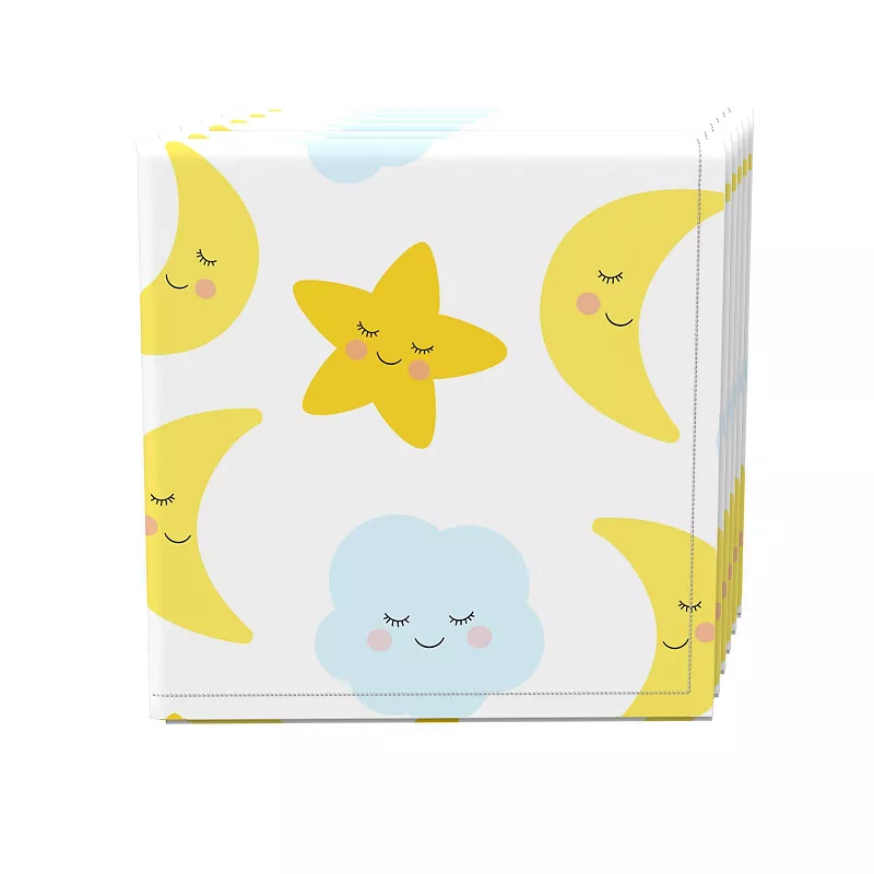 Napkin Set of 4， 100% Cotton， 20x20， Sleepy Time Clouds， Stars and Moons