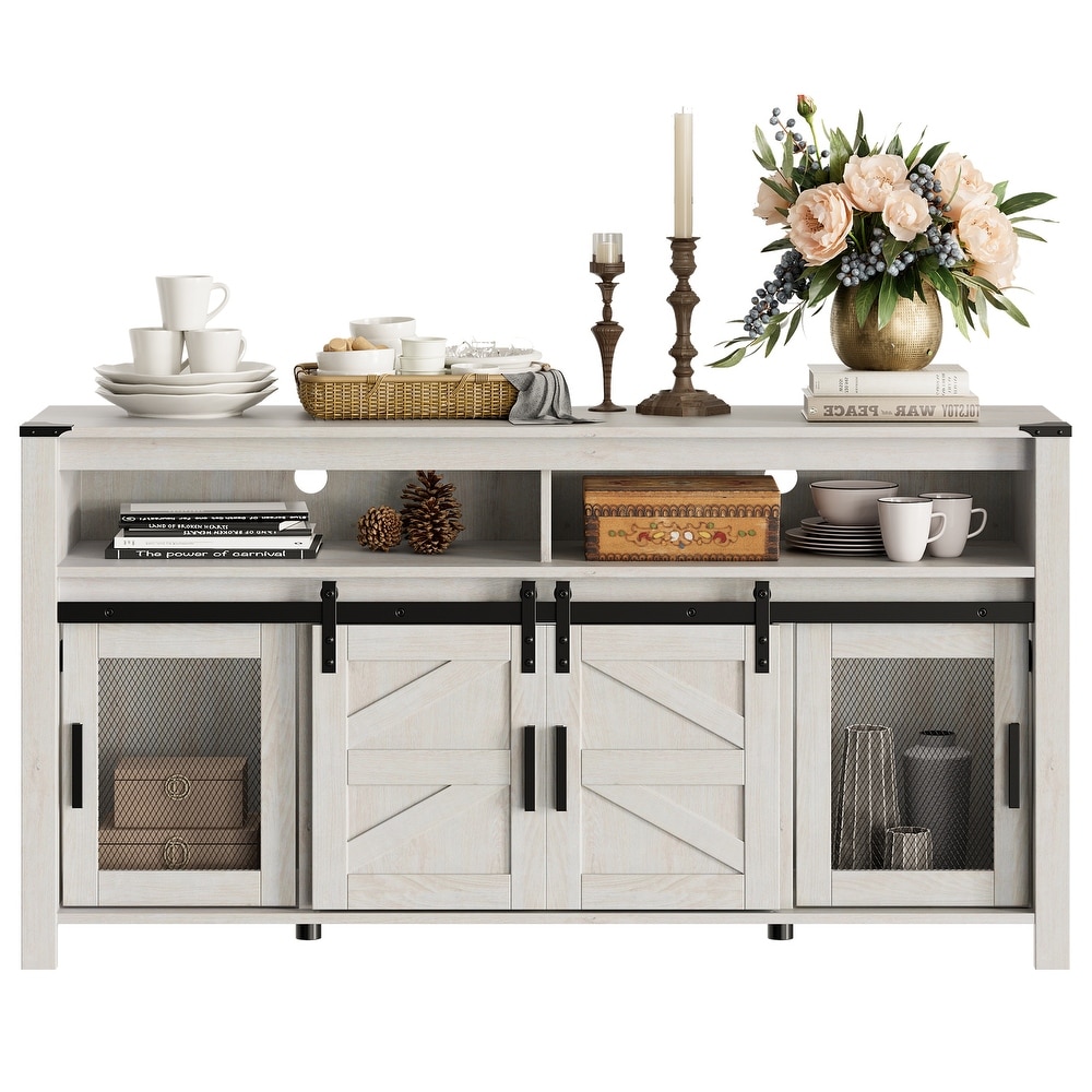 Buffet Cabinet Sideboard with Doors and Shelf  Farmhouse Industrial