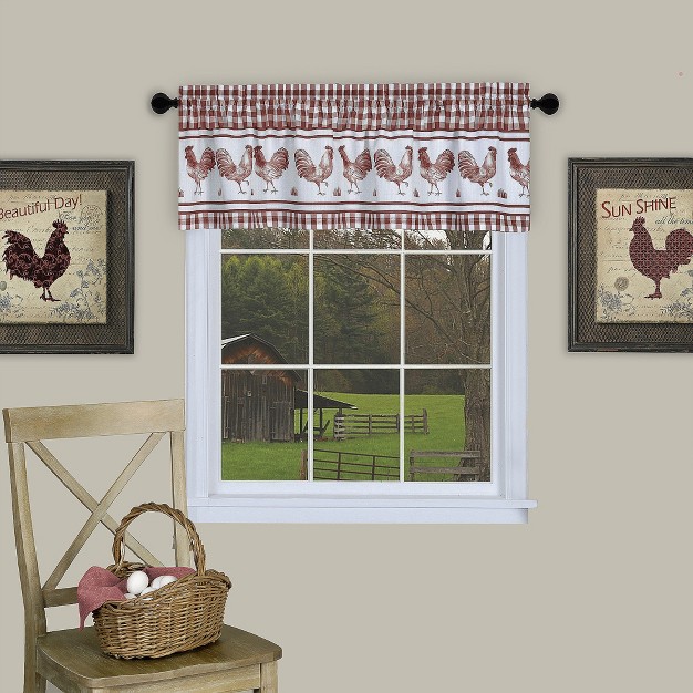 Kate Aurora Country Farmhouse Barnyard Plaid Rooster Kitchen Curtain Tier amp Valance Set