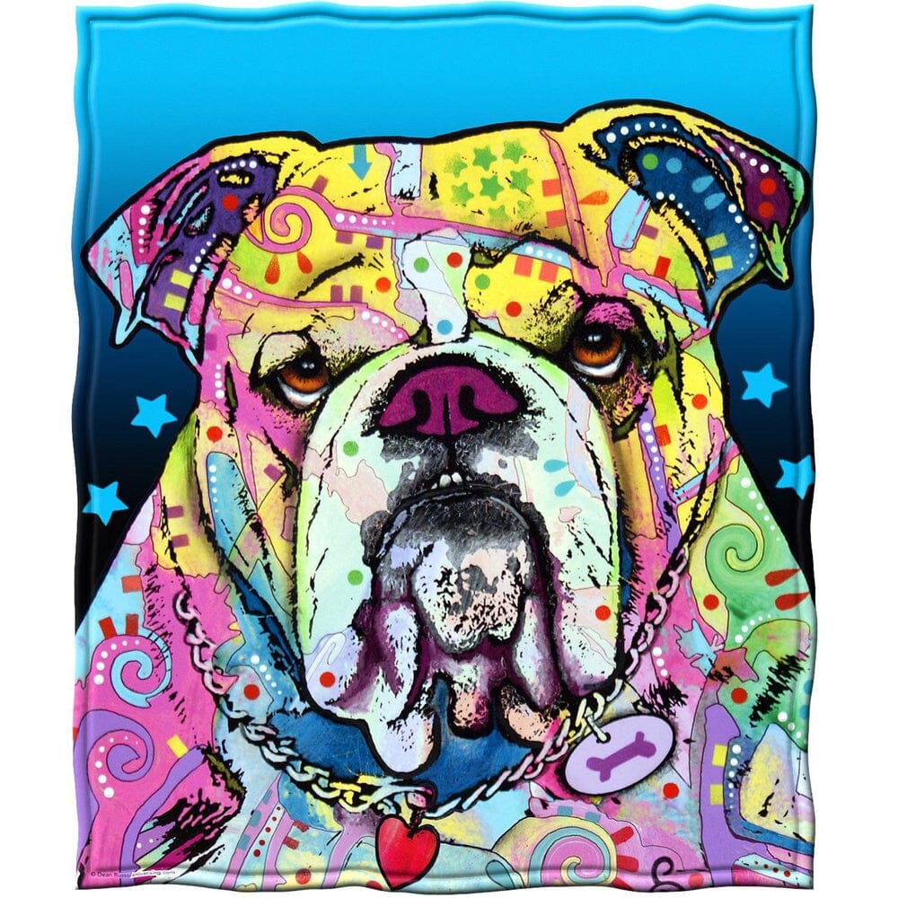 Bulldog Super Soft Plush Fleece Throw Blanket by Dean Russo