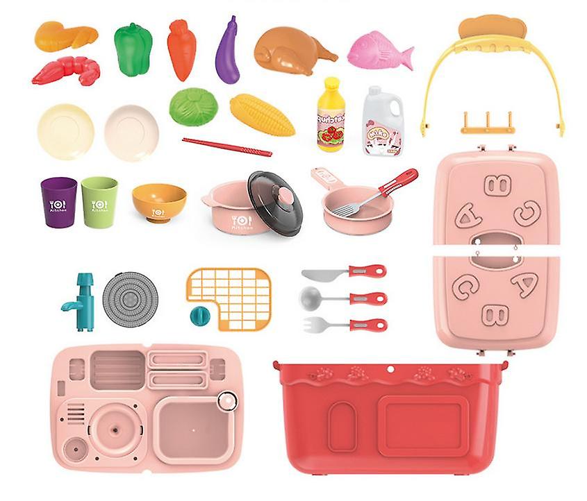 34pcs Play House Toy Basket Kitchen Tableware Sink Toy