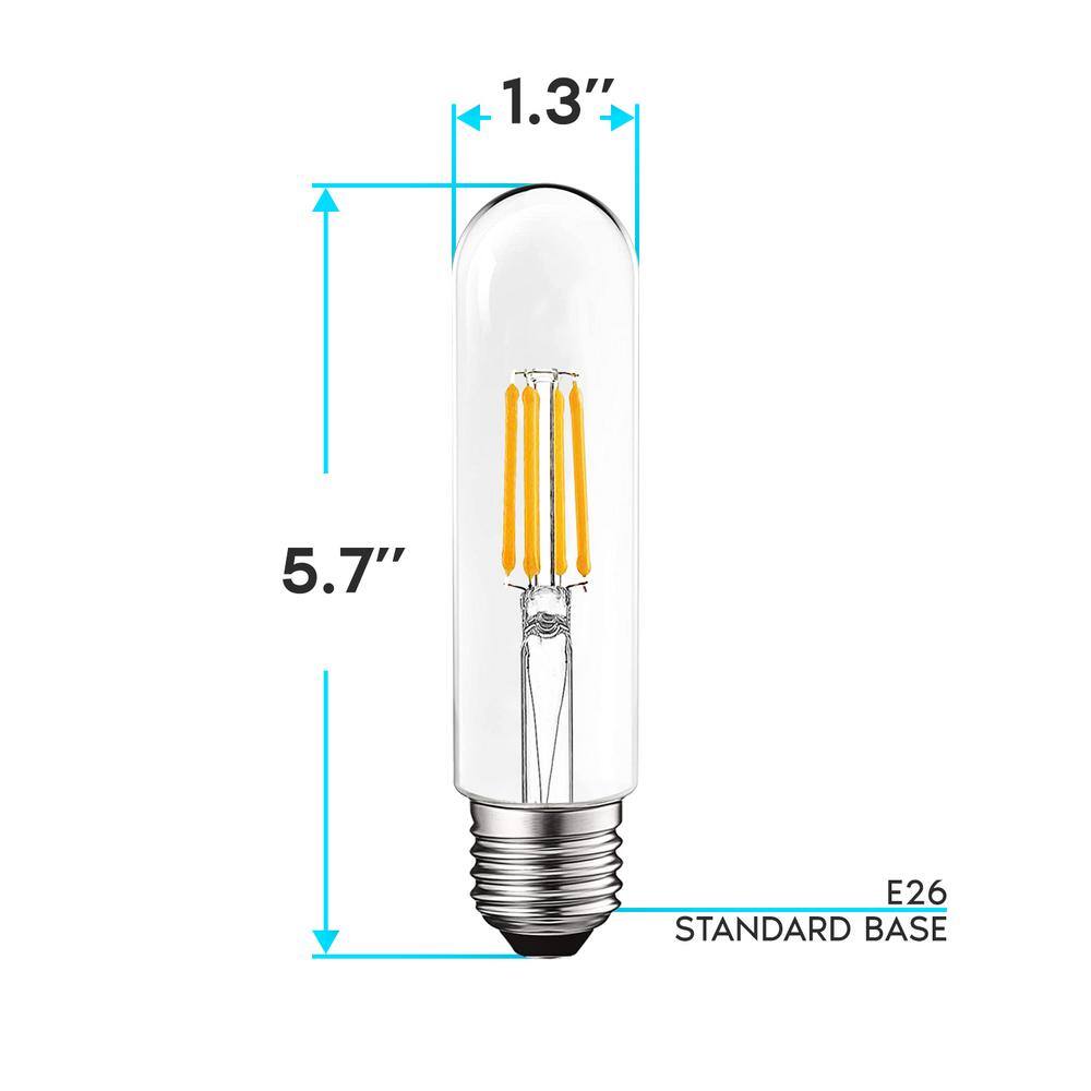 LUXRITE 60-Watt 5-Watt Equivalent T10 Dimmable Edison LED Light Bulbs UL Listed 2700K Warm White (6-Pack) LR21626-6PK