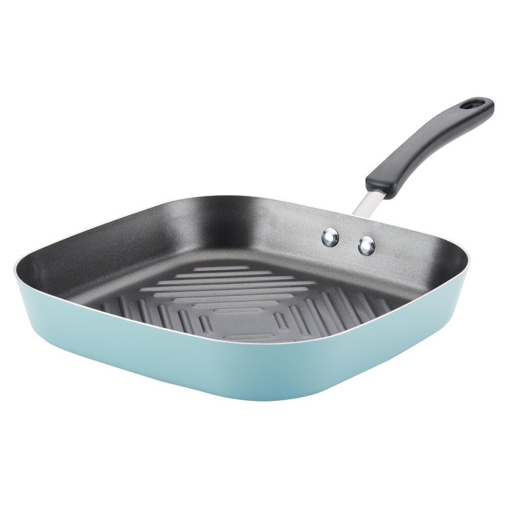 Farberware Cookstart Aluminum DiamondMax Nonstick Square Deep Grill Pan  11 Inch  Aqua
