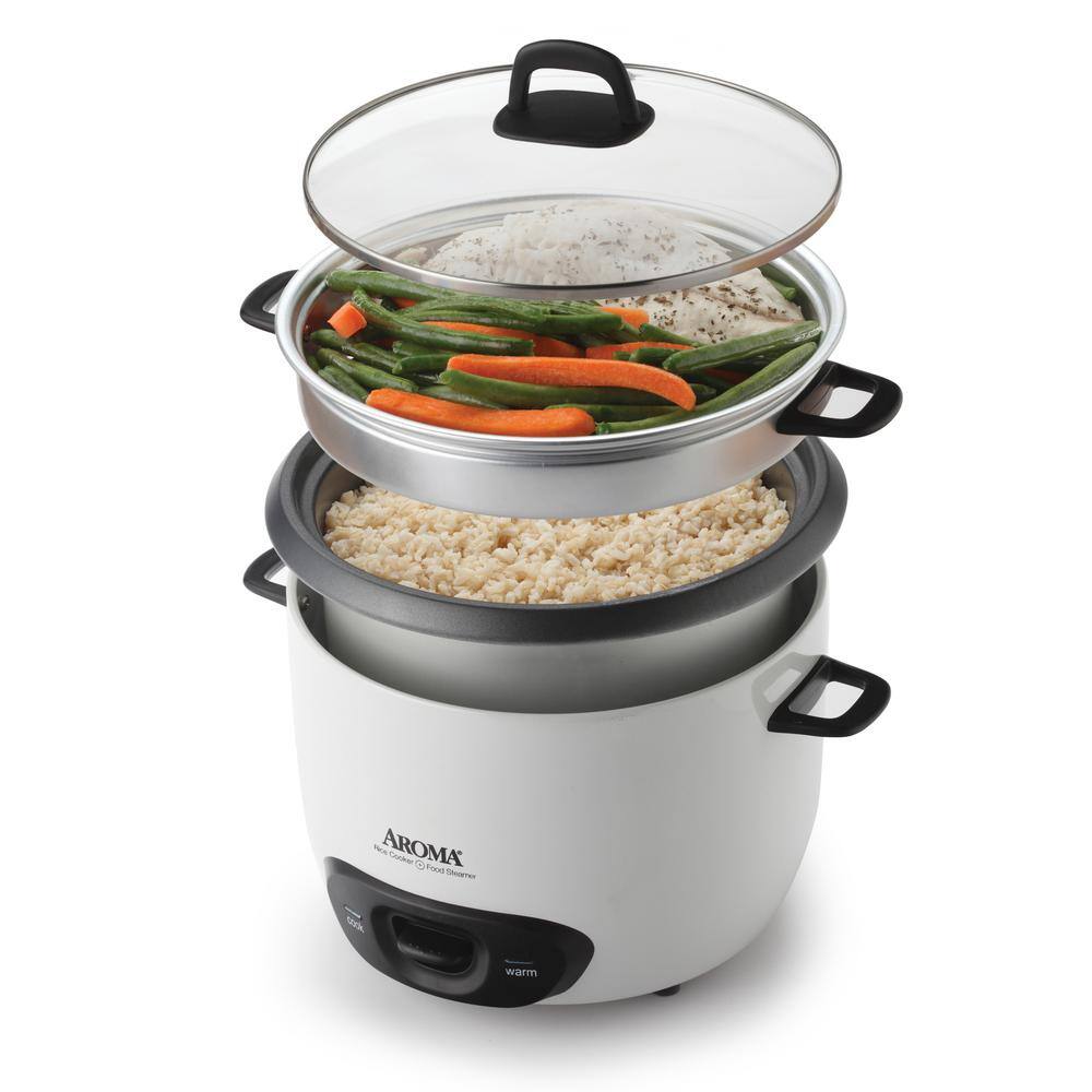 AROMA Pot-Style 6-Cup White Rice Cooker ARC-743-1NG