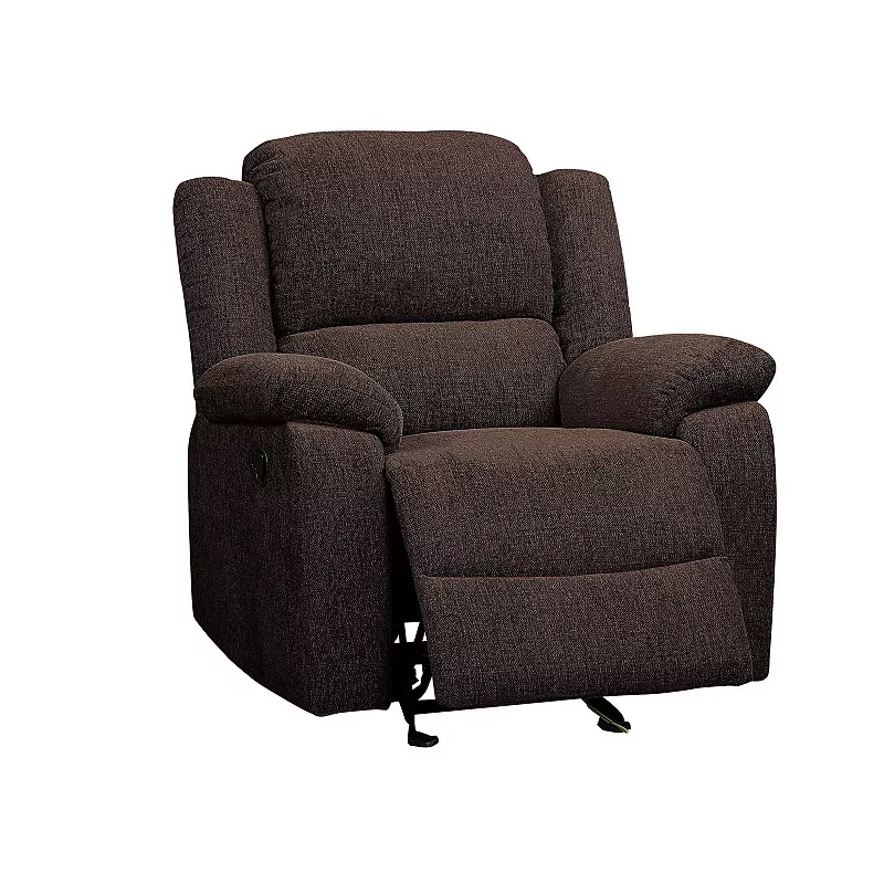 Fabric Upholstered Glider Recliner Chair with Pillow Top Armrest， Brown