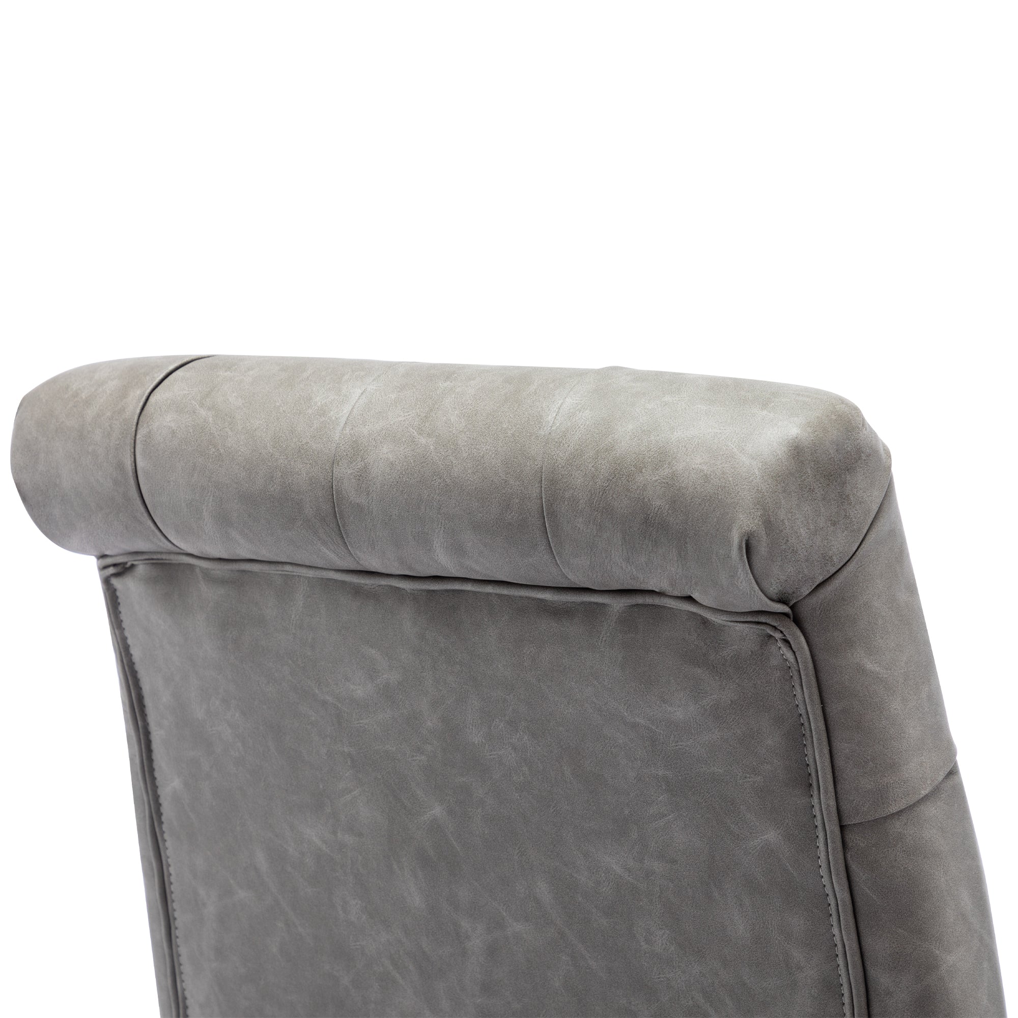 Foredo Upholstered Dining Chairs with Arms， Modern PU Dining Chairs with Metal Legs and Button Tufted Back， PU Gray