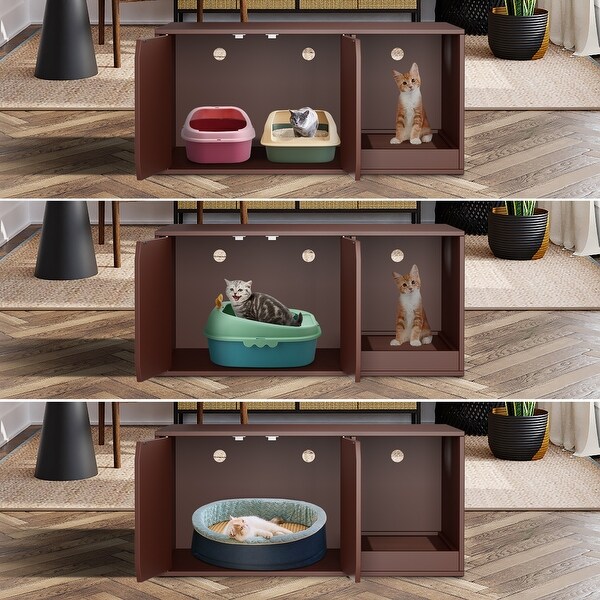 Cat Litter Box Enclosure Modern Wood Stackable Large Cat Washroom