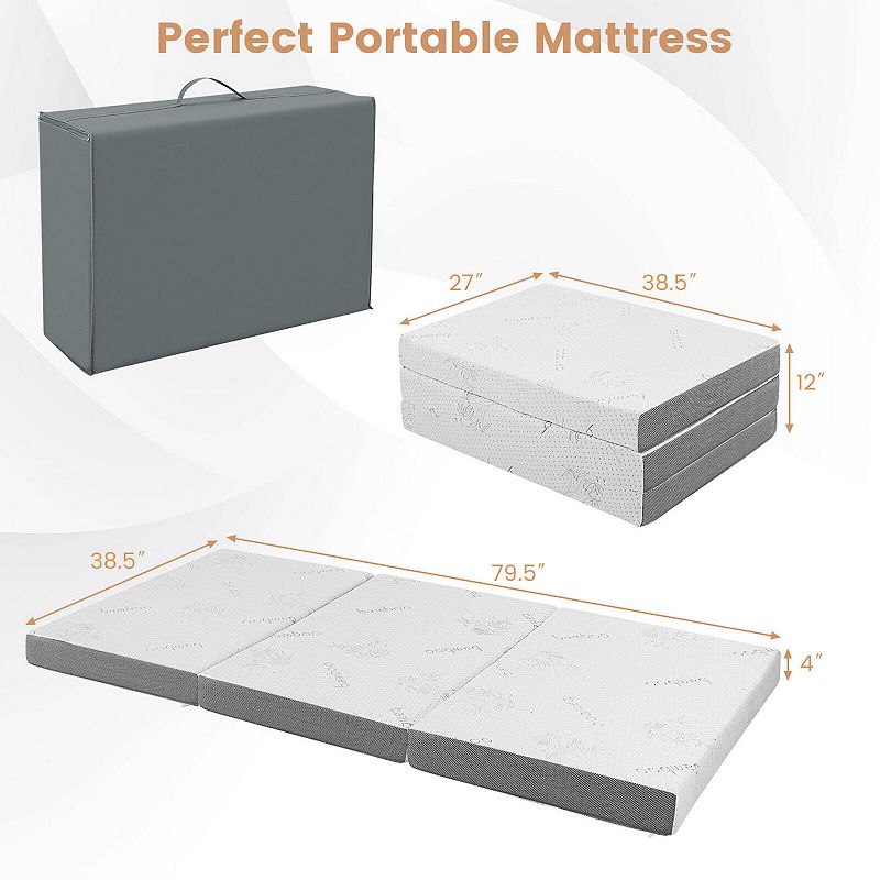 Tri-fold Cool Gel Memory Foam Mattress