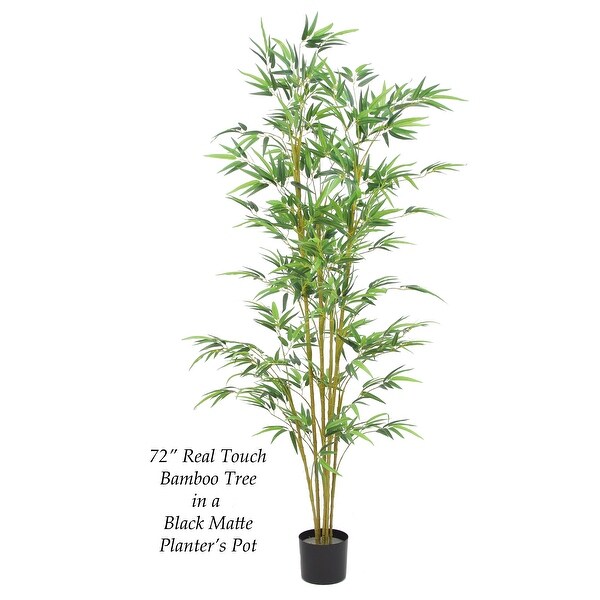 The Mod Greenhouse 60 Artificial Real Touch Bamboo Tree in Black Matte Planter's Pot