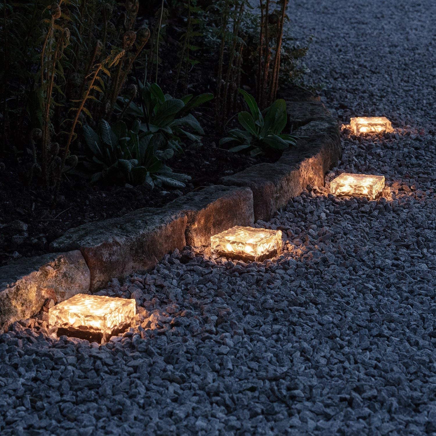 Brick Light Solar Ice Light Ice Cube Lights Buried Light Paver for Garden Courtyard Pathway Patio Outdoor Decoration 4 Pack Warm White