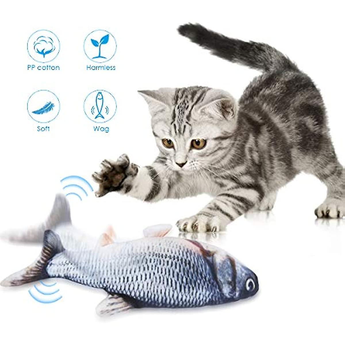 Cat Simulation Doll Fish  Pet Realistic Plush Wagging Fish Toy Funny Electric Interactive Moving Flipping Doll Fish Perfect For Cat Kitten Biti