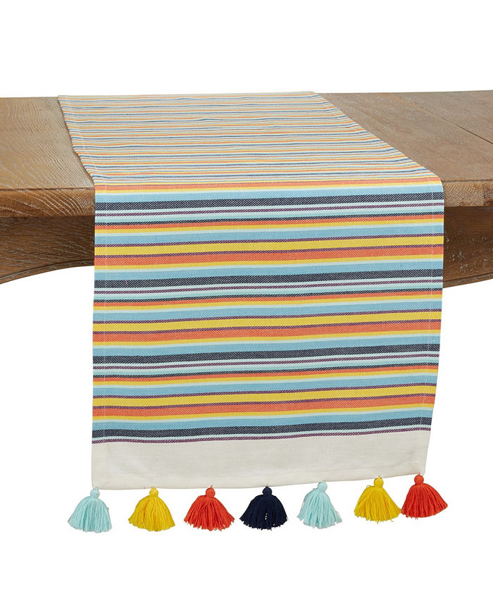 Saro Lifestyle Fiesta Table Runner with Striped Design 72 x 16