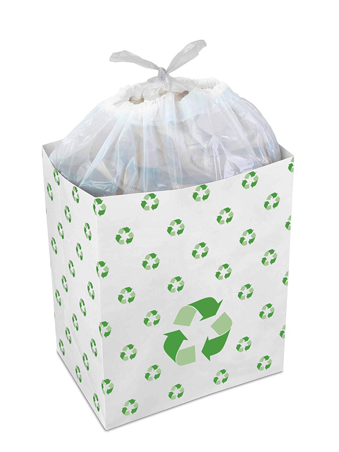 Clean Cubes 13 Gallon Disposable Sanitary Trash Cans and Recycling Bins， 3 Pack (Recycle)