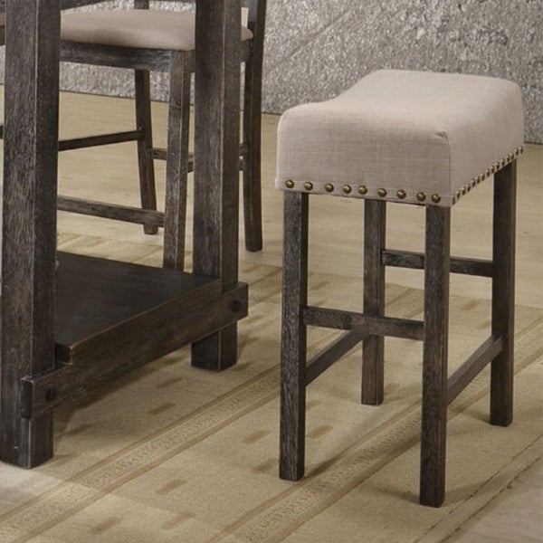 Set of 2 Linen Upholstered Counter Height Stool