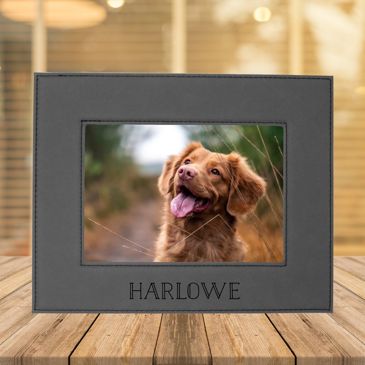 904 Custom Personalized Pet Name Leatherette Picture Frame