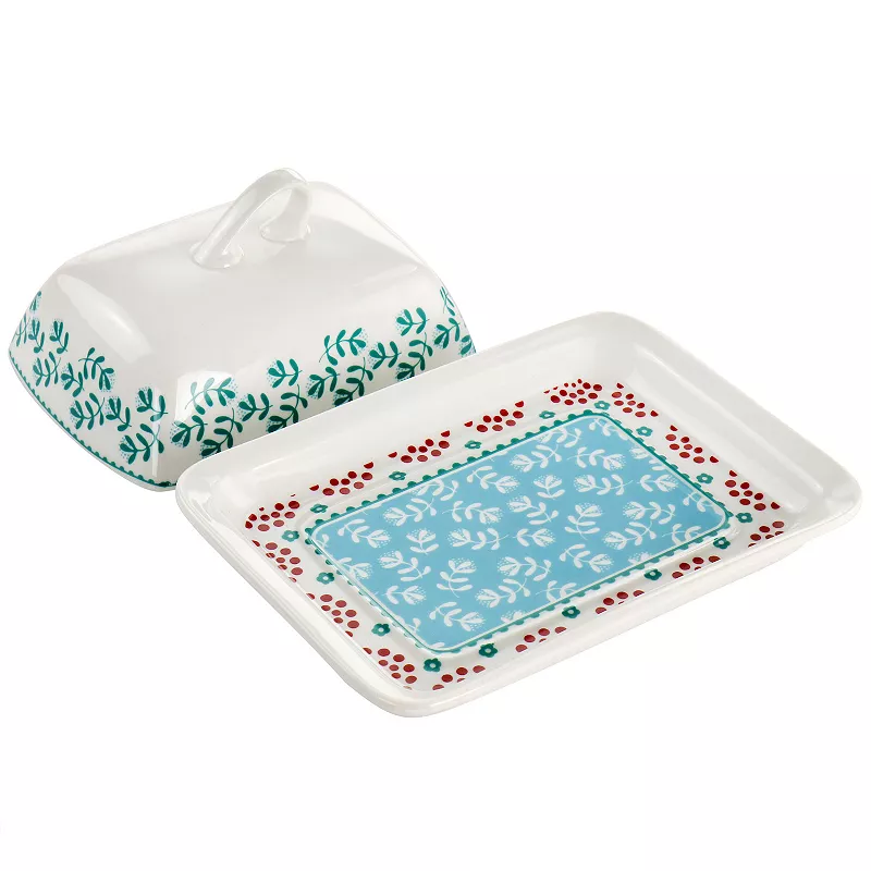 Gibson Home Village Vines 2 Piece Fine Ceramic Butter Dish