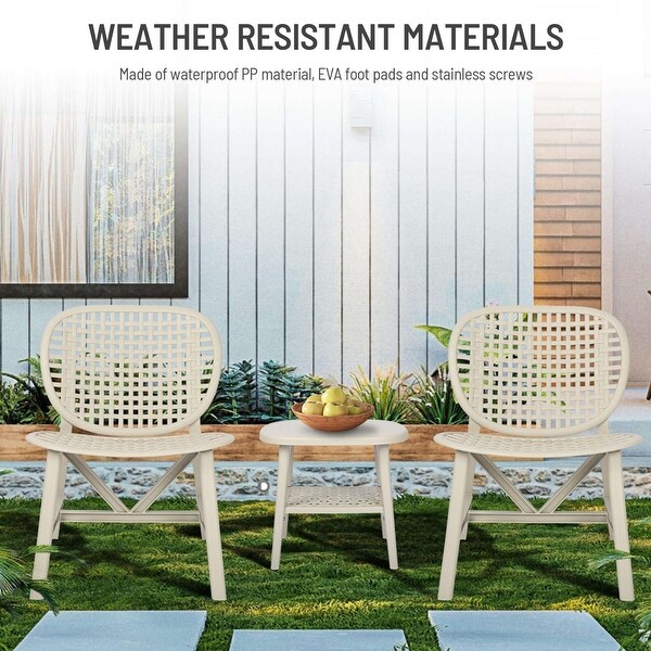 3 Pieces Hollow Design Retro Patio Table Chair Set All Weather Conversation Bistro Set Outdoor