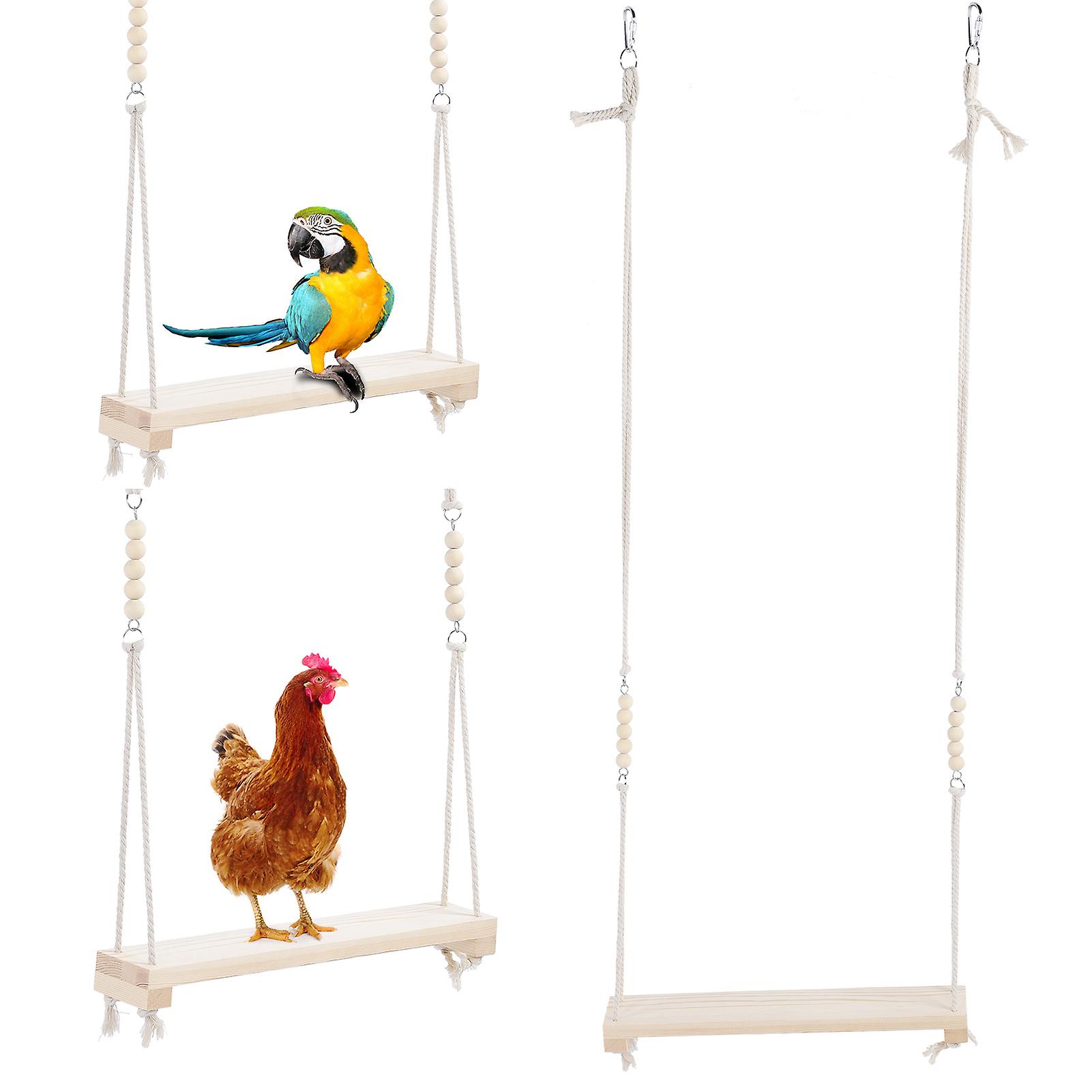 Pet Chicken Large Parrot Pinevood Swing Stand Bar Safety Toy Chewing Biting Playing