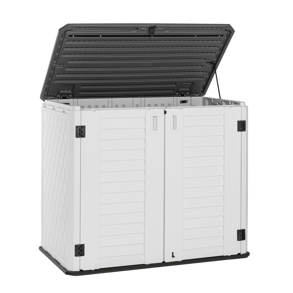 Ktaxon Storage Deck Box Courtyard Storage Box HDPE Plastic White 250 Gallon