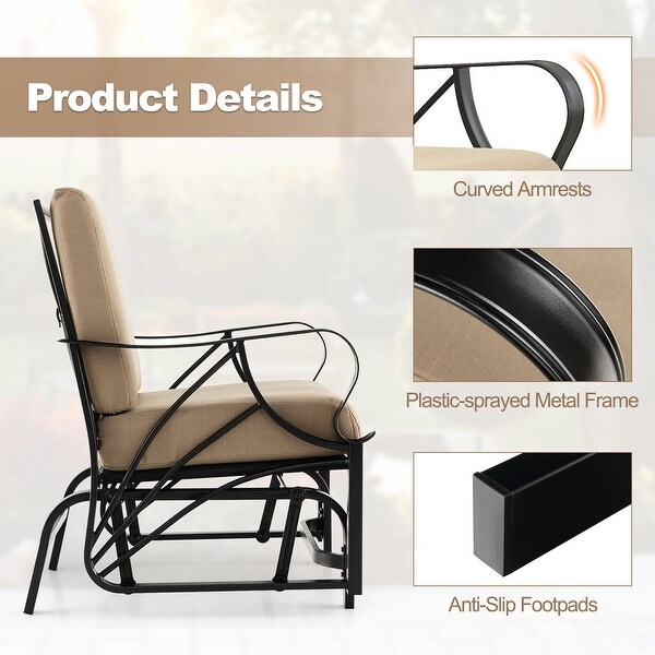 Gymax 2 Pieces Patio Glider Chair Outdoor Metal Glider w/ Seat and Back