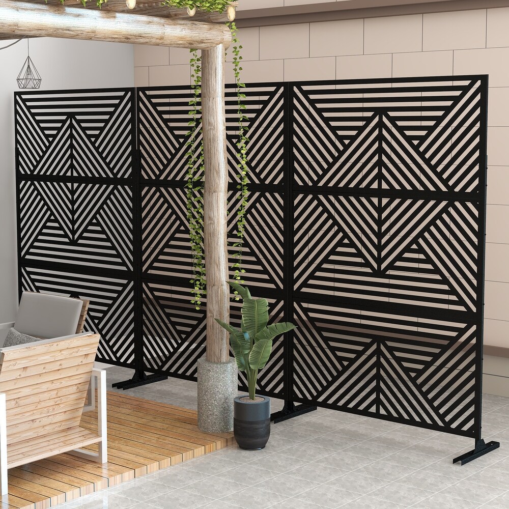 Metal Privacy Screen Wall Decoration Free Standing 6.3 ft. H X 4 ft. W