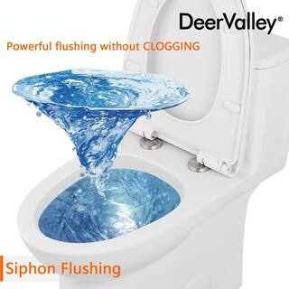 DEERVALLEY Ursa Comfortable Height 12 in. Rough in Size 1-Piece 0.81.28 GPF Dual Flush Elongated Toilet in White Seat Included DV-1F52677