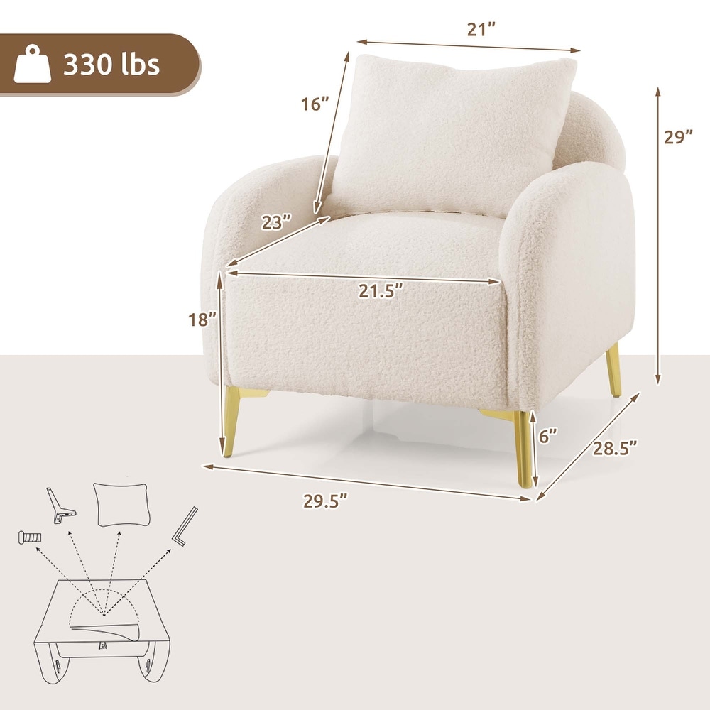 Modern Upholstered Accent Chair Club Single Sofa Armchair with Pillow