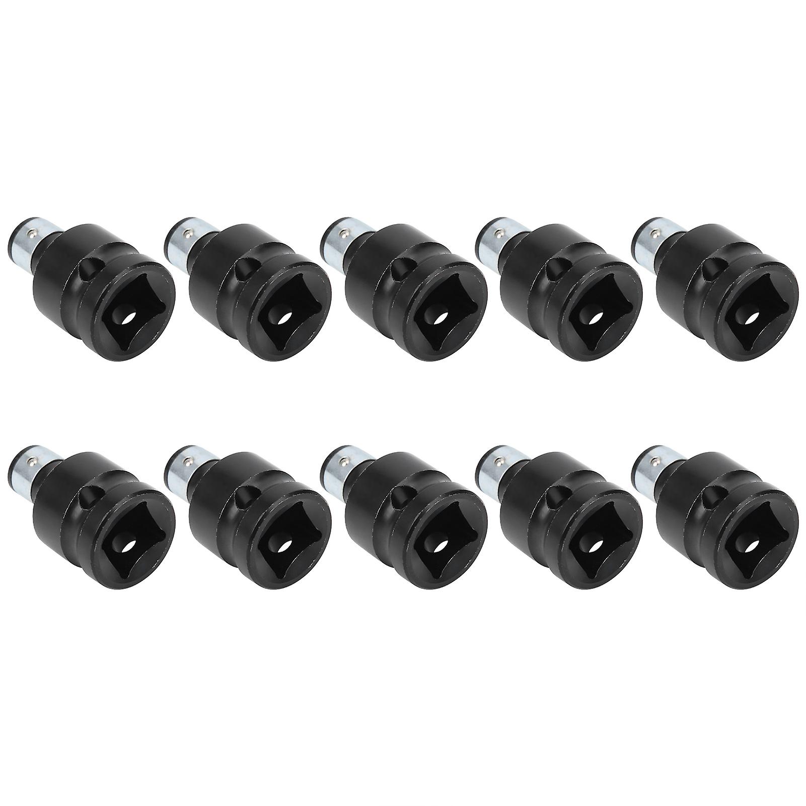 10pcs Socket Adapter For 1/2in Square Head To 1/4in Hex Shank Conversion Connector