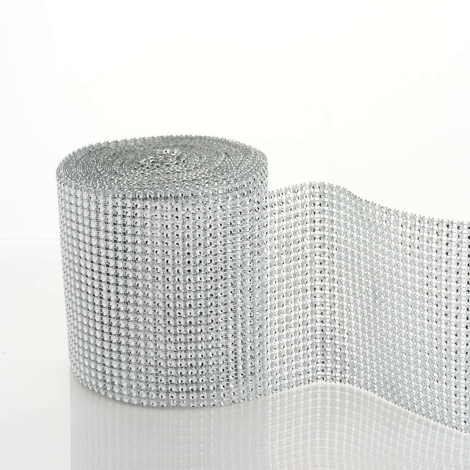 Shiny Silver Diamond Rhinestone Ribbon Wrap Roll, DIY Craft Decor 5