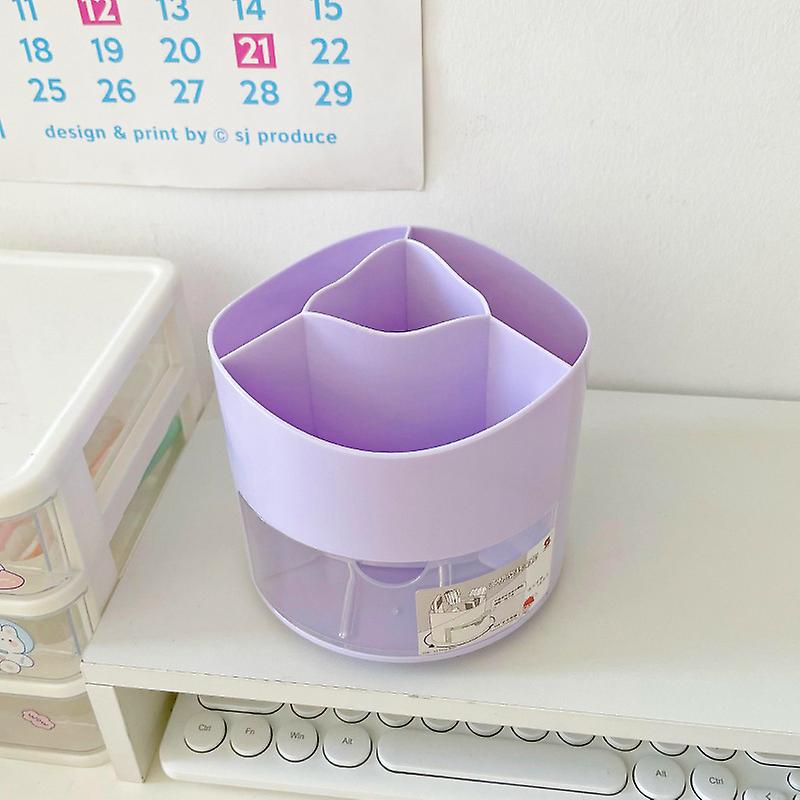 Rotating Pen Pencil Holder 4 Compartments Pen Pot Desktop Stationery Storage