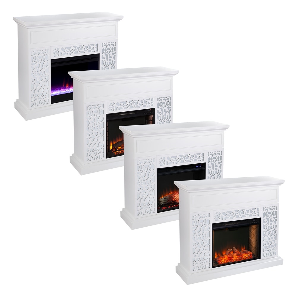 SEI Furniture Westmont Contemporary White Wood Color Changing Fireplace