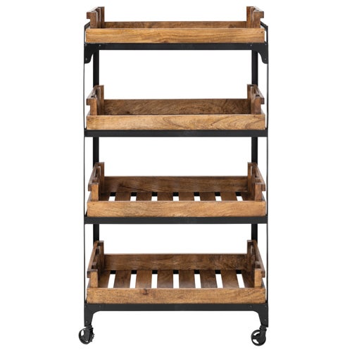 Central Exclusive Vintage Black Iron 4-Tier Farmer's Crate Display Shelf - 31