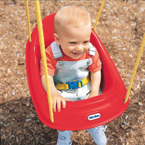 Little Tikes 637247 Highback Plastic Toddler Playset Swing with Seat Belt， Red