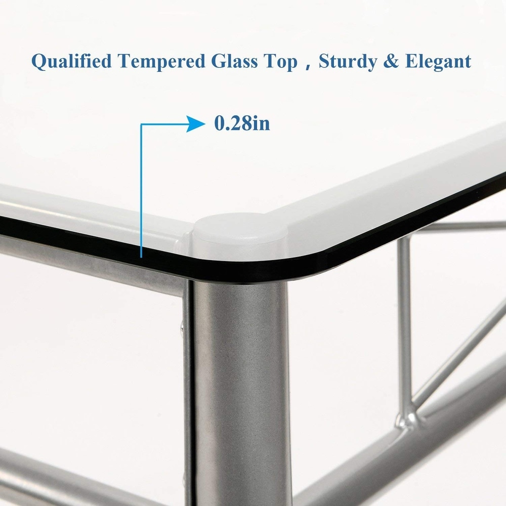 5 pieces Modern Dining Sets Tempered Glass Table Top and 4 PU Chairs