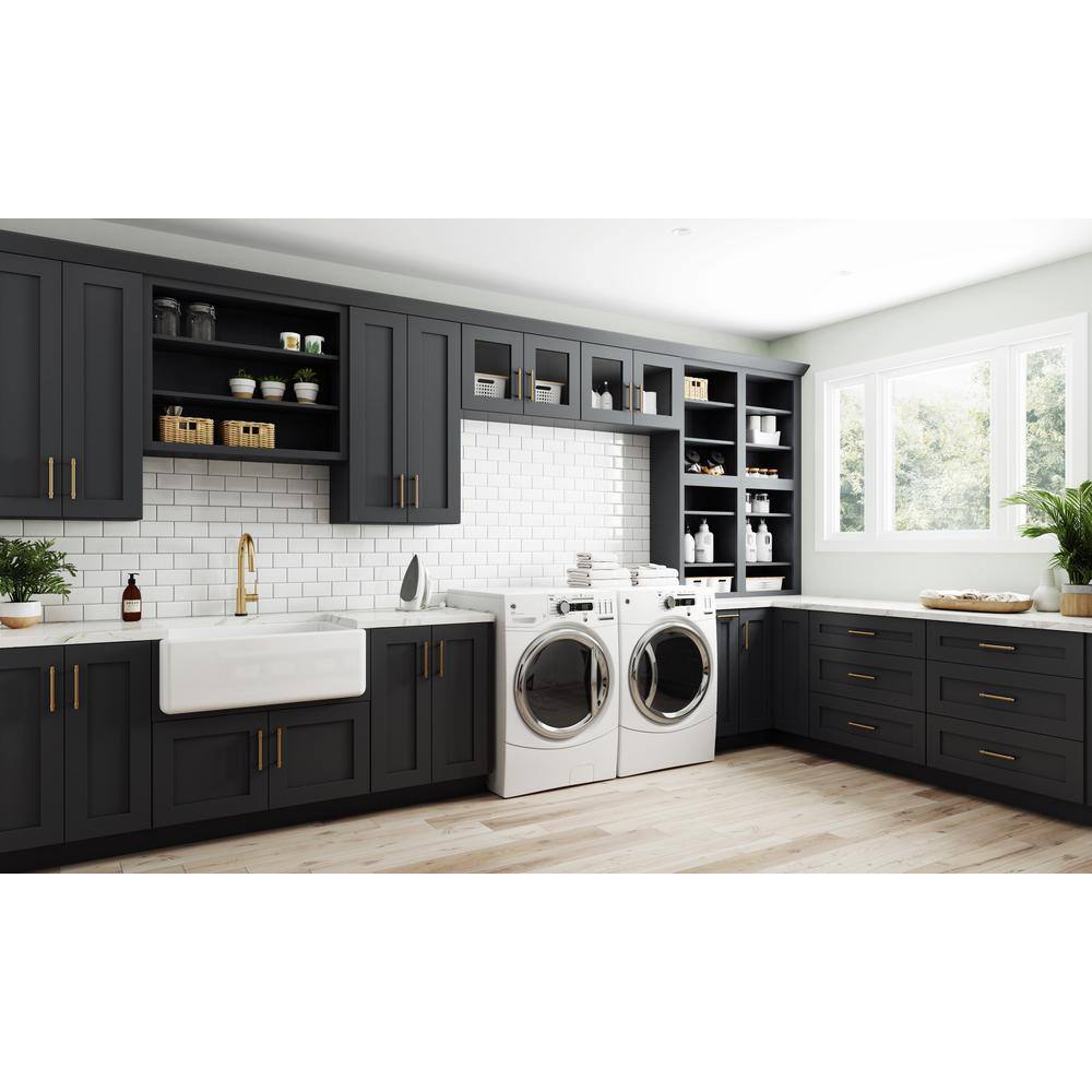 Home Decorators Collection Newport Onyx Gray Painted Plywood Shaker Stock Assembled Base Kitchen Cabinet 2 ROTs Drawer (18 in. x 34.5 in. x 24 in.) B18L-2T-NDO