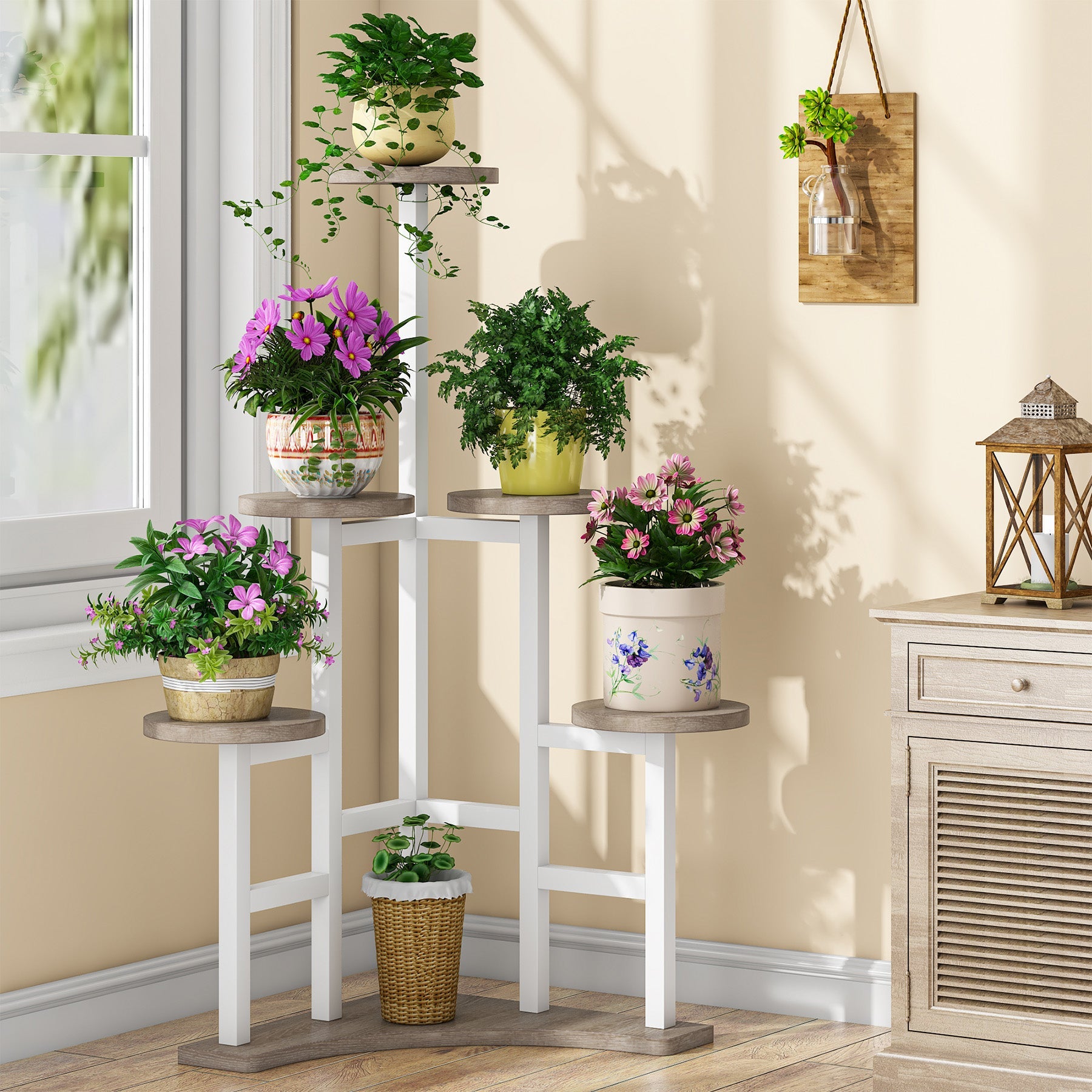 Corner Plant Stand Indoor, 6 Tiered Plant Shelf Flower Stand