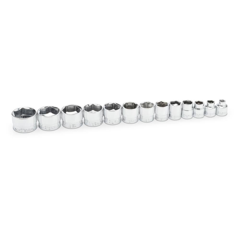 GEARWRENCH 38 in. Drive Low Profile 6-Point SAE Socket Set (13-Piece) 81397