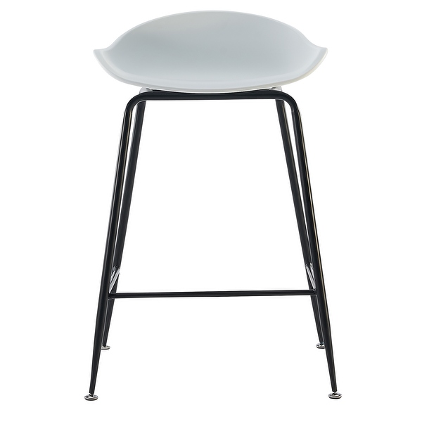 Set Of 2 25 Seat Molded Plastic Shell Counter Stools With Backs Dark Metal High Dining Chairs Kitchen