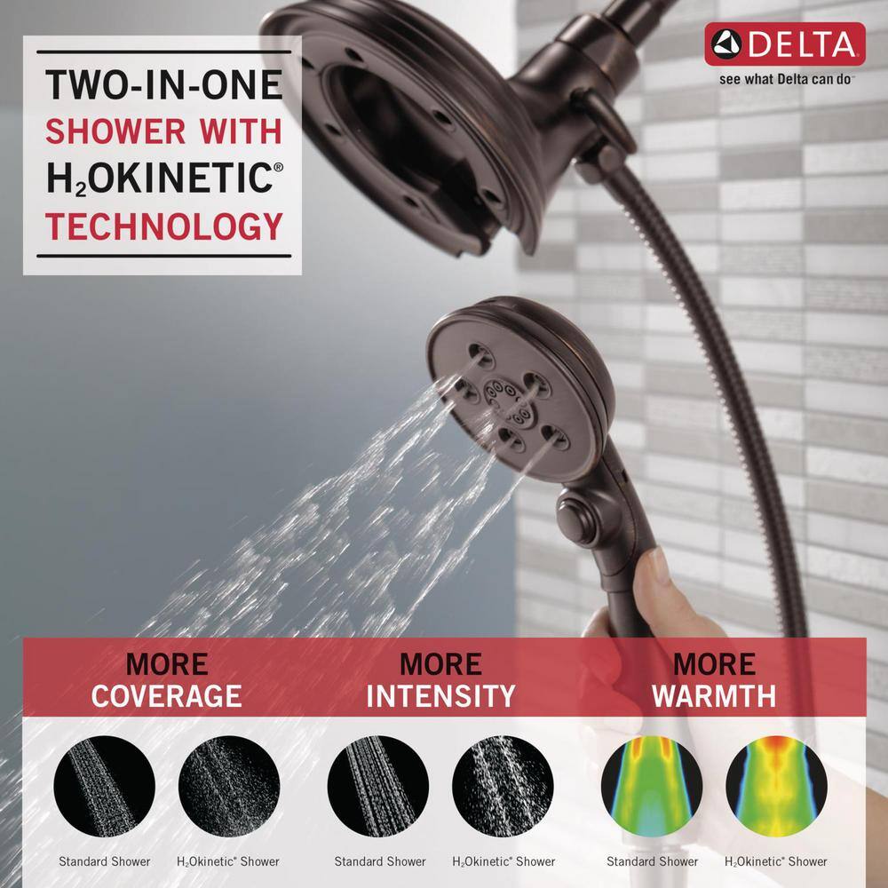 Delta In2ition 4-Spray Patterns 2.50 GPM 6.13 in. Wall Mount Dual Shower Heads in Venetian Bronze 58471-RB-PK