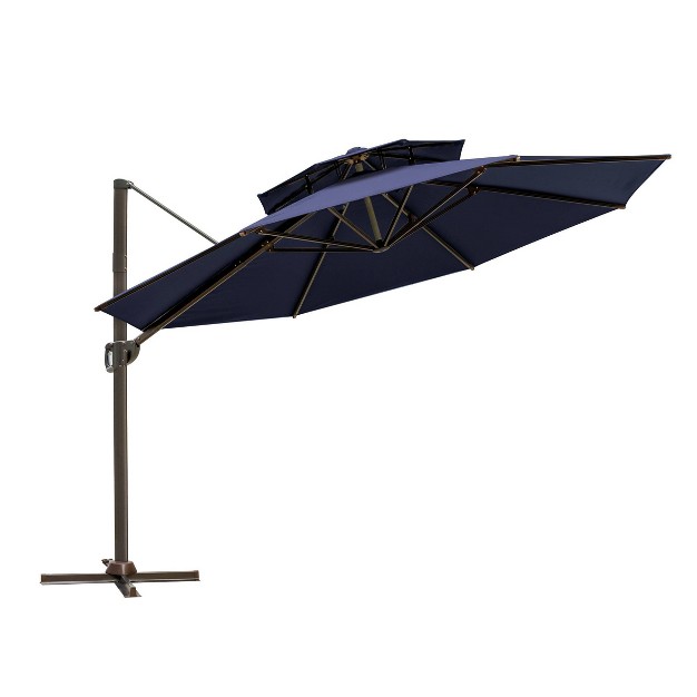 11 5 x27 X 11 5 x27 Double Top Round Aluminum Offset Umbrella Outdoor Hanging Cantilever Umbrella Navy Crestlive Products