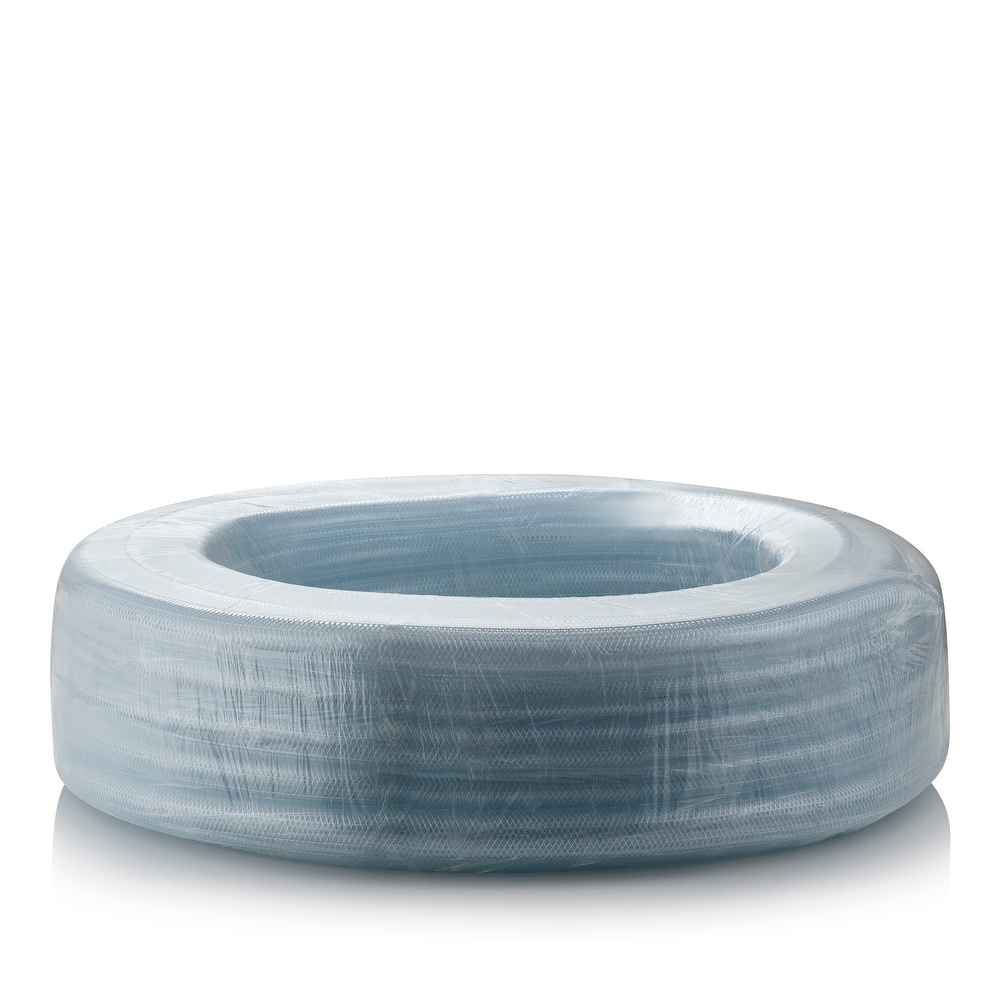 Alpine Corporation 100 Ft. Braided PVC Tubing with Inside Diameter for Ponds and Fountains  Clear