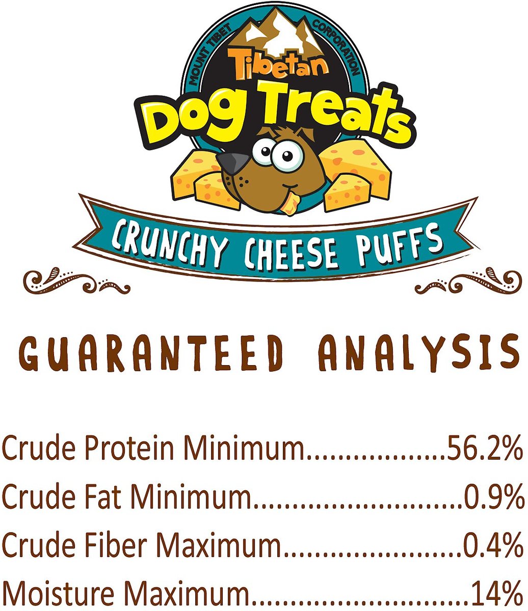 Tibetan Dog Treats Crunchy Cheese Puffs Grain-Free Dog Treats， 3.5-oz pouch