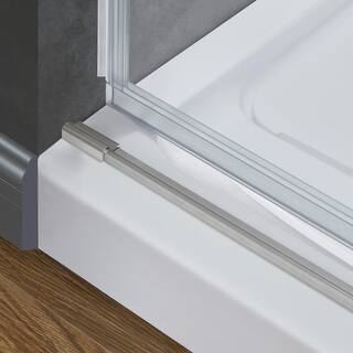 Glacier Bay Tidal 48 in. W x 78.74 in. H Sliding Semi Frameless Shower Door in Nickel GBSH152