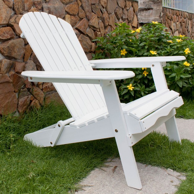 Northbeam Outdoor Garden Portable Foldable Wooden Adirondack Deck Chair With Easy To Fold Design White