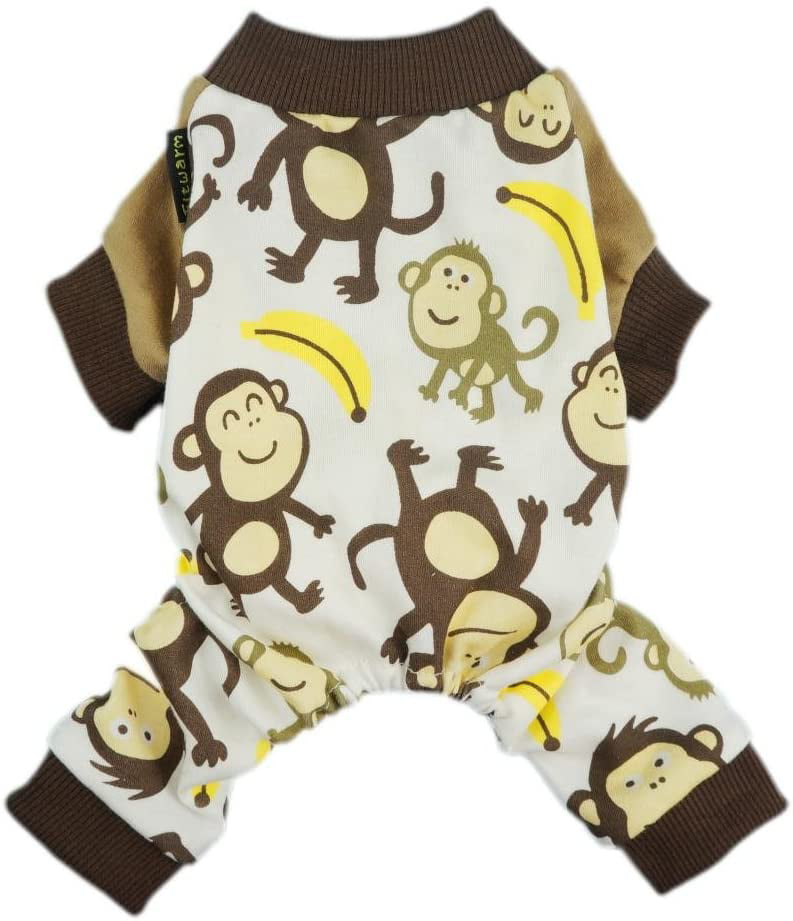 Fitwarm Soft Cotton Adorable Monkey Dog Pajamas Shirt Pet Clothes XS