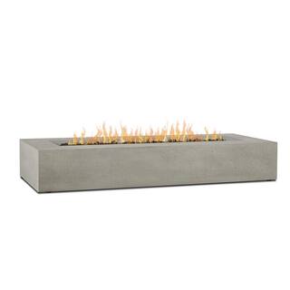 JENSEN CO Brookhurst 72 in. L X 12 in. H Outdoor GFRC Liquid Propane Fire Pit in Flint with Lava Rocks 1591LP-FLNT