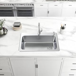 Glacier Bay All in-One 33 in. Drop-inUndermount Single Bowl 18 Gauge Stainless Steel Kitchen Sink with Pull-Down FaucetStrainer VT3322D1