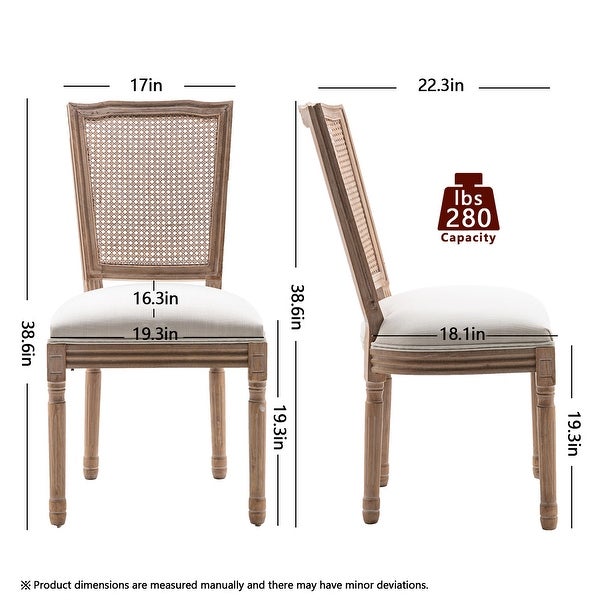 Mieres French Country Style Fabric Upholstered High Back Dining Chair， Farmhouse Kitchen Wooden Side Chairs (Set of 2) - N/A